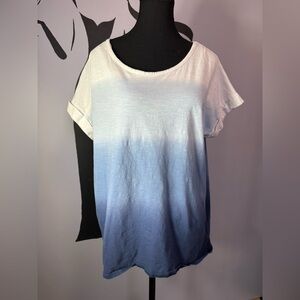 Gradient Blue and White Women's Top